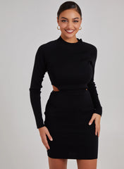 Side Cut Out High Neck Dress