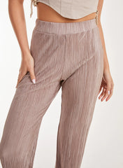 Plisse Flared Trousers