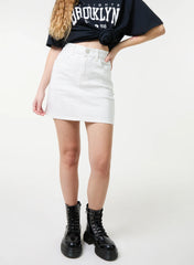 Denim Diamante Mini Skirt