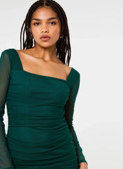 Long Sleeve Mesh Mini Dress