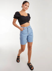 Puff Sleeve Tie Back Top