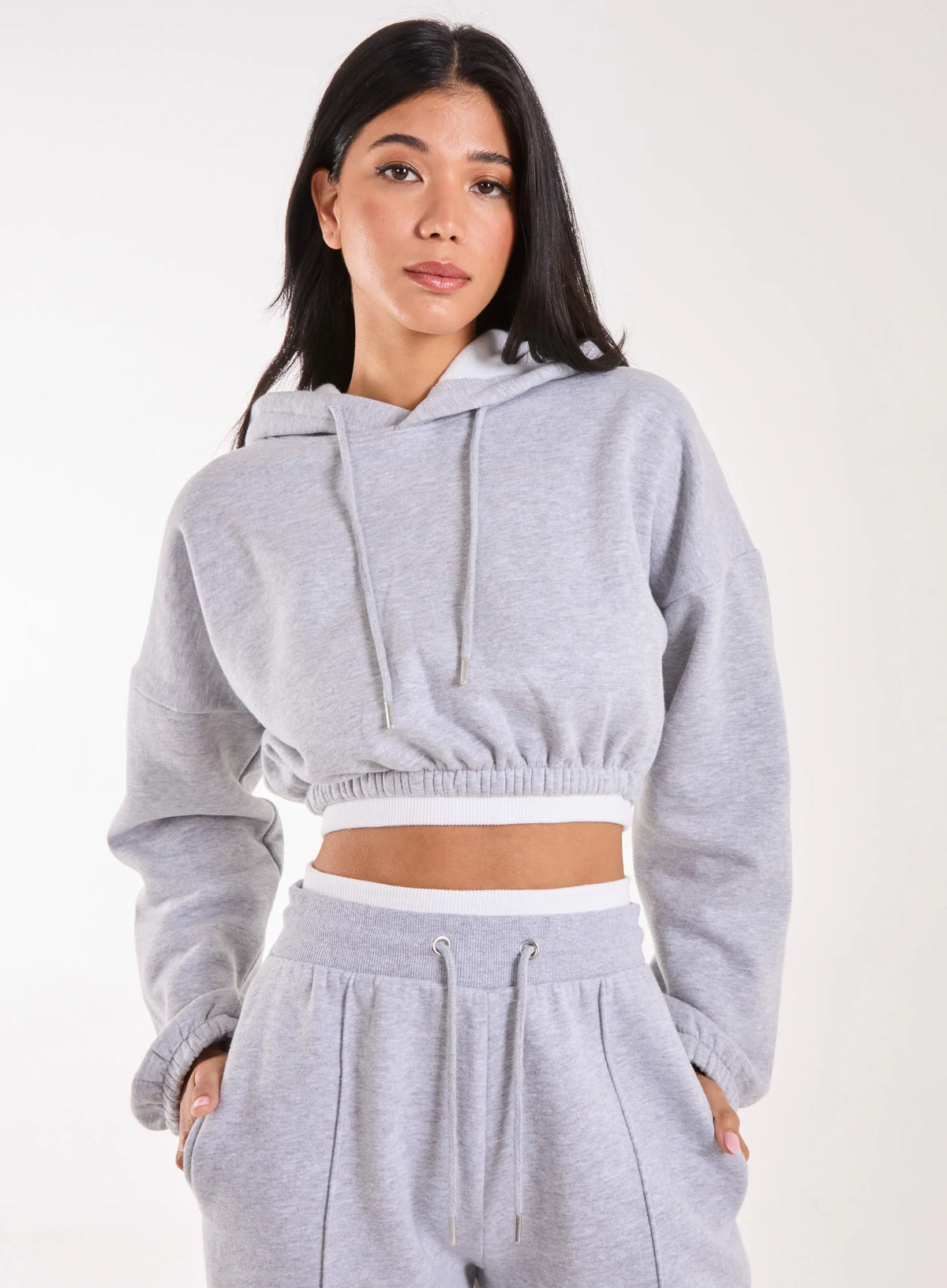Contrast Waistband Cropped Hoodie