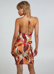 Abstract Print Slinky Mini Dress