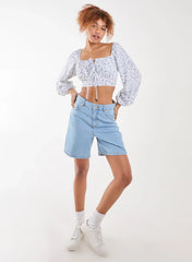 Long Sleeve Cropped Milkmaid Top