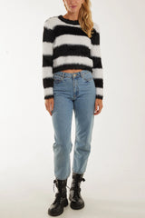 Striped Fluffy Knit Jumper