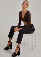 Gold Trim Slinky Long Sleeve Top