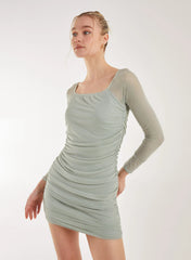 Mesh Sleeves Mini Dress