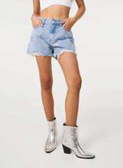 Star Embellished Denim Shorts