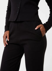 Wide Leg Ribbed Trousers
