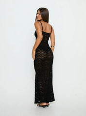 Blackpool Lace V Neck Maxi Dress Black