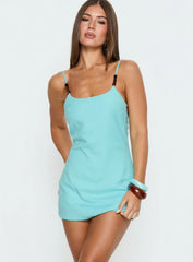 Akimo Beaded Mini Dress Aqua
