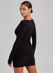 Gold Trim Slinky Cut Out Dress