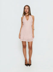 Miravelle Halter Frill Mini Dress Light Pink