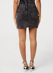 Diamante Denim Mini Skirt