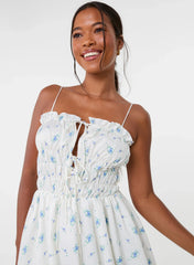 Tie Front Ditsy Puffball Dress