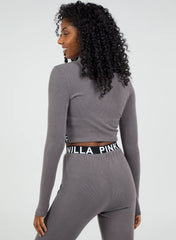 Long Sleeve Ribbed Pink Vanilla Logo Top