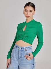 Gathered Ribbed Top With Cut Out Detailing
