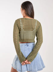 Long Sleeve Crochet Top