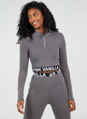Long Sleeve Ribbed Pink Vanilla Logo Top