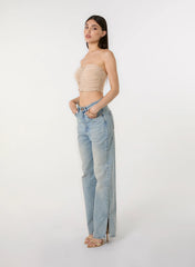 Bandeau Eyelet Detail Corset Top