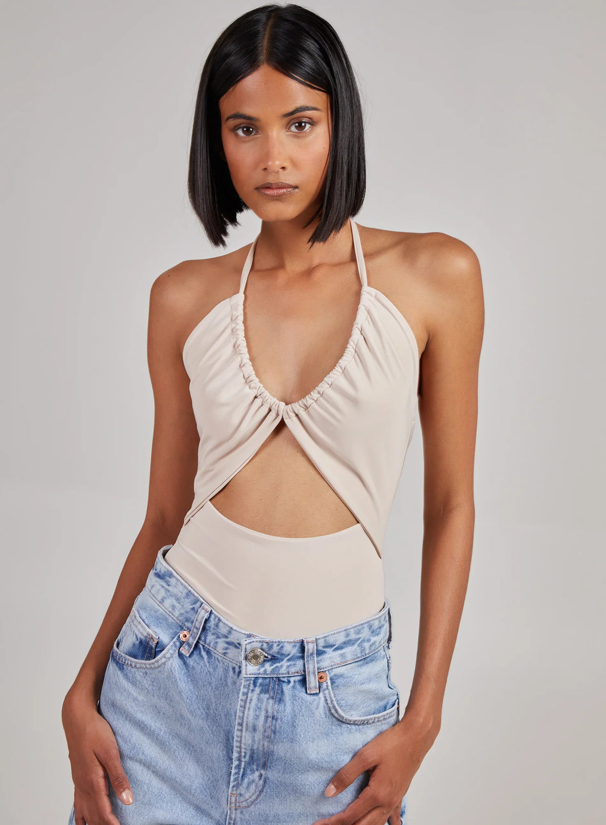 Sleeveless Slinky Cut Out Bodysuit