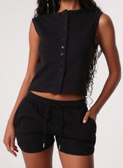 Ribbed Sleeveless Short Set