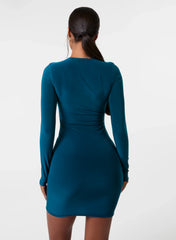 Cut Out Long Sleeve KeyHole Mini Dress