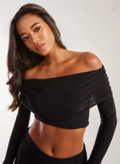 Long Sleeve Slinky Bardot Top