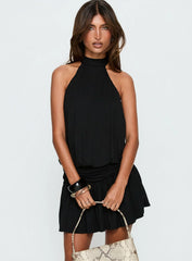 Lealeia Halter Slouch Mini Dress Black