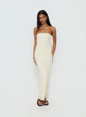 Aryela Strapless Textured Maxi Dress Cream