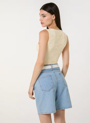 V Neck Lace Crop Top