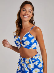 Daisy Print Tie Back Crop Top