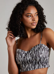 Satin Cropped Zebra Bralette