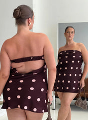 Phillipa Mini Dress Plum / Pink Polka Dot Curve