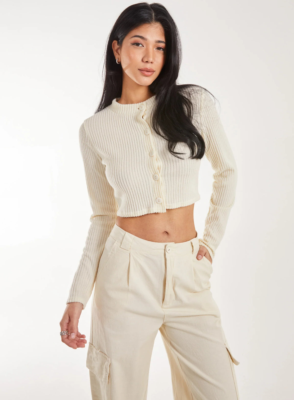 Brushed Long Sleeve Cardigan