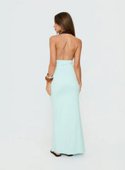Dulzura Halter Maxi Dress Blue / Brown