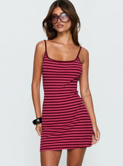 Rydar Scoop Mini Dress Red Stripe
