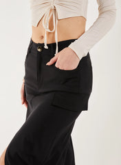 Utility Cargo Midi Slit Skirt