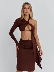 SERNA MIDI DRESS CHOCOLATE
