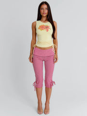 LENNIX CAPRI PANT RED GINGHAM