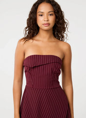 Pinstripe Bandeau Skort Dress