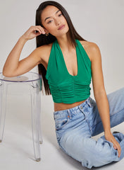 Gathered Halter Neck Slinky Top