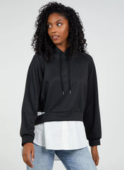 Shirt Hem Crop Hoodie