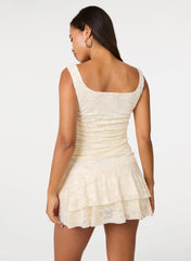 Jersey Jacquard Square Neck Mini Dress