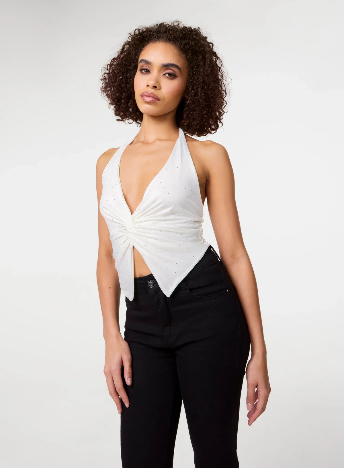 Diamante Slinky Halter Top