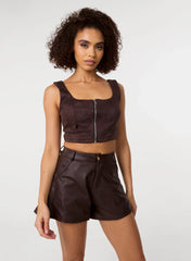 Bra Cup Suede Top