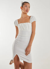 Tie Back Puff Sleeve Mini Dress