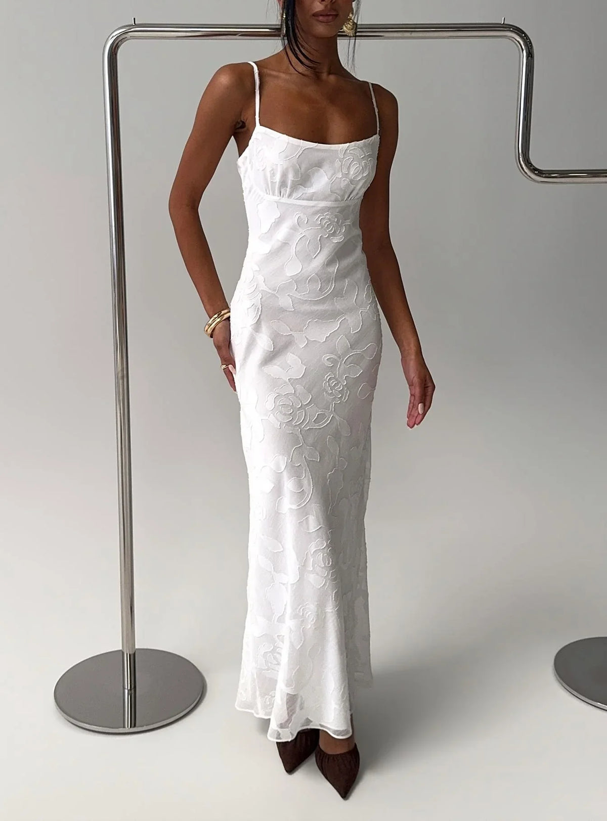 Avienna Maxi Dress White Burnout