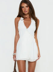 Taija Wrap Mini Dress White
