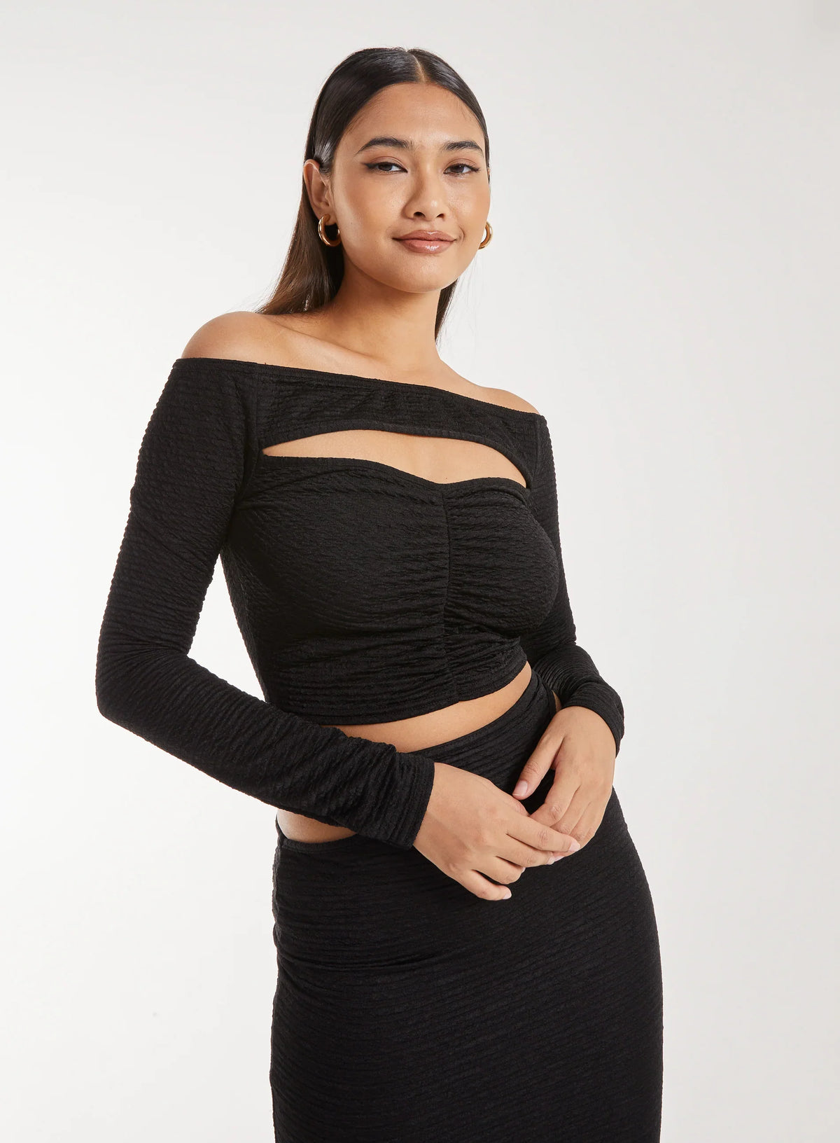 Ripple Letterbox Long Sleeve Top